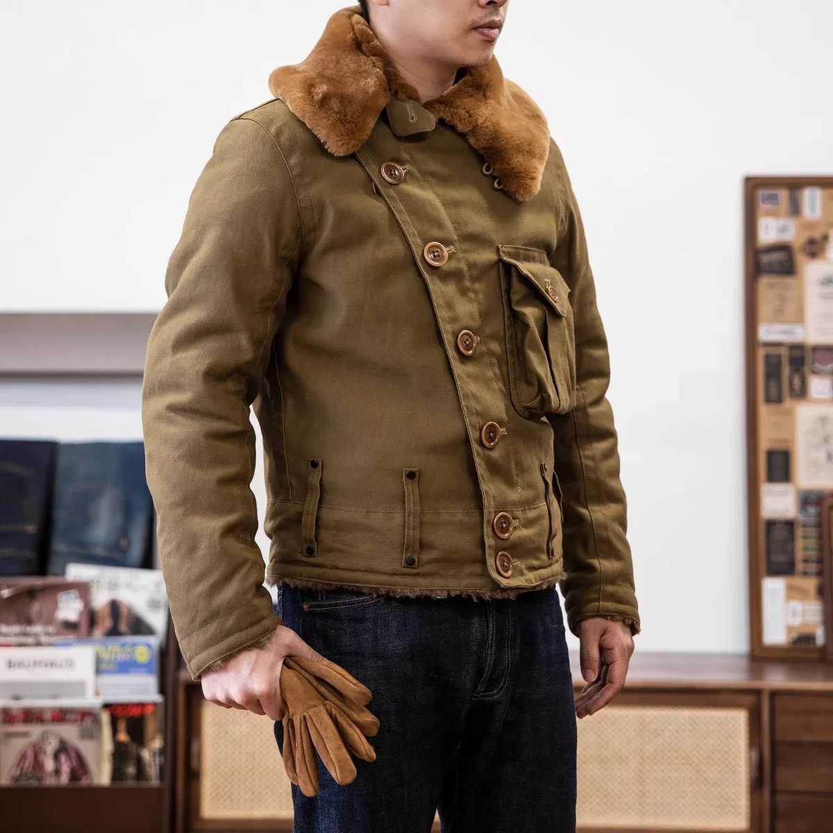 Red tornado tail braid wax flight jacket retro aviation clothing motorcycle jacket W241111