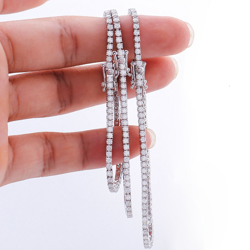 Fashion Hip-Hop Jewelry 3mm 4mm 5mm Custom Vvs Moissanite Tennis Bracelet sier Chain For Womens