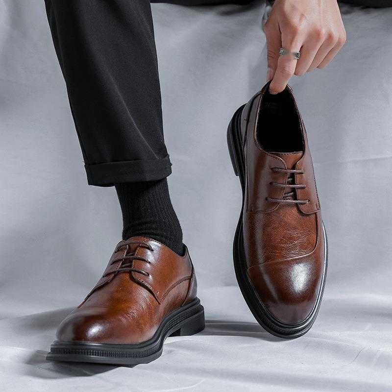 Men Dress Shoes Leather Shoes Paired with Mens Small Leather Shoes Business Dress Casual Leather Shoes 241009