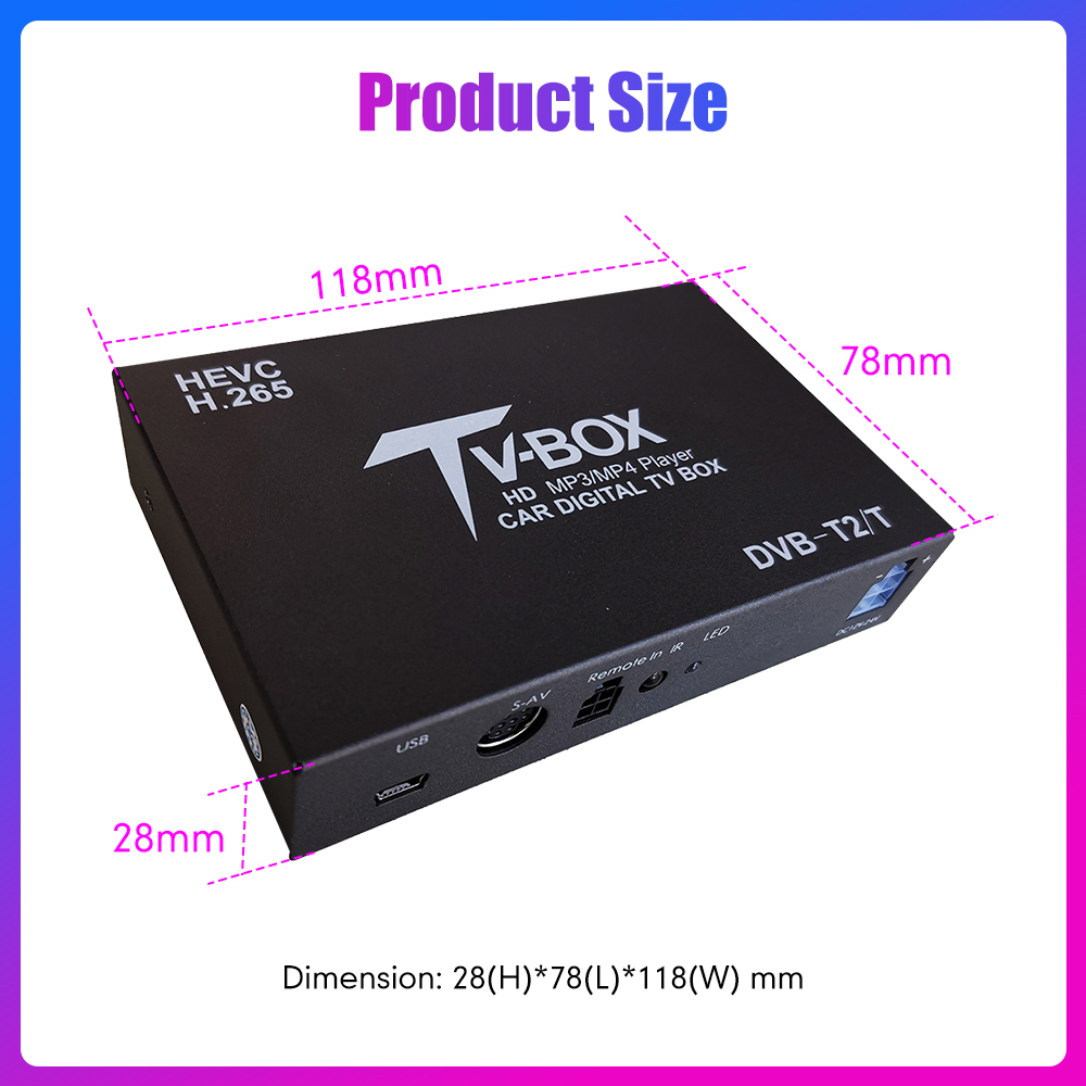 Car TV Signal Box DVB-T Auto Mobile Digital TV Box DVB-T2 HEVC H.265 Receiver TV Tuner Box Germany Europe Australia Philippines