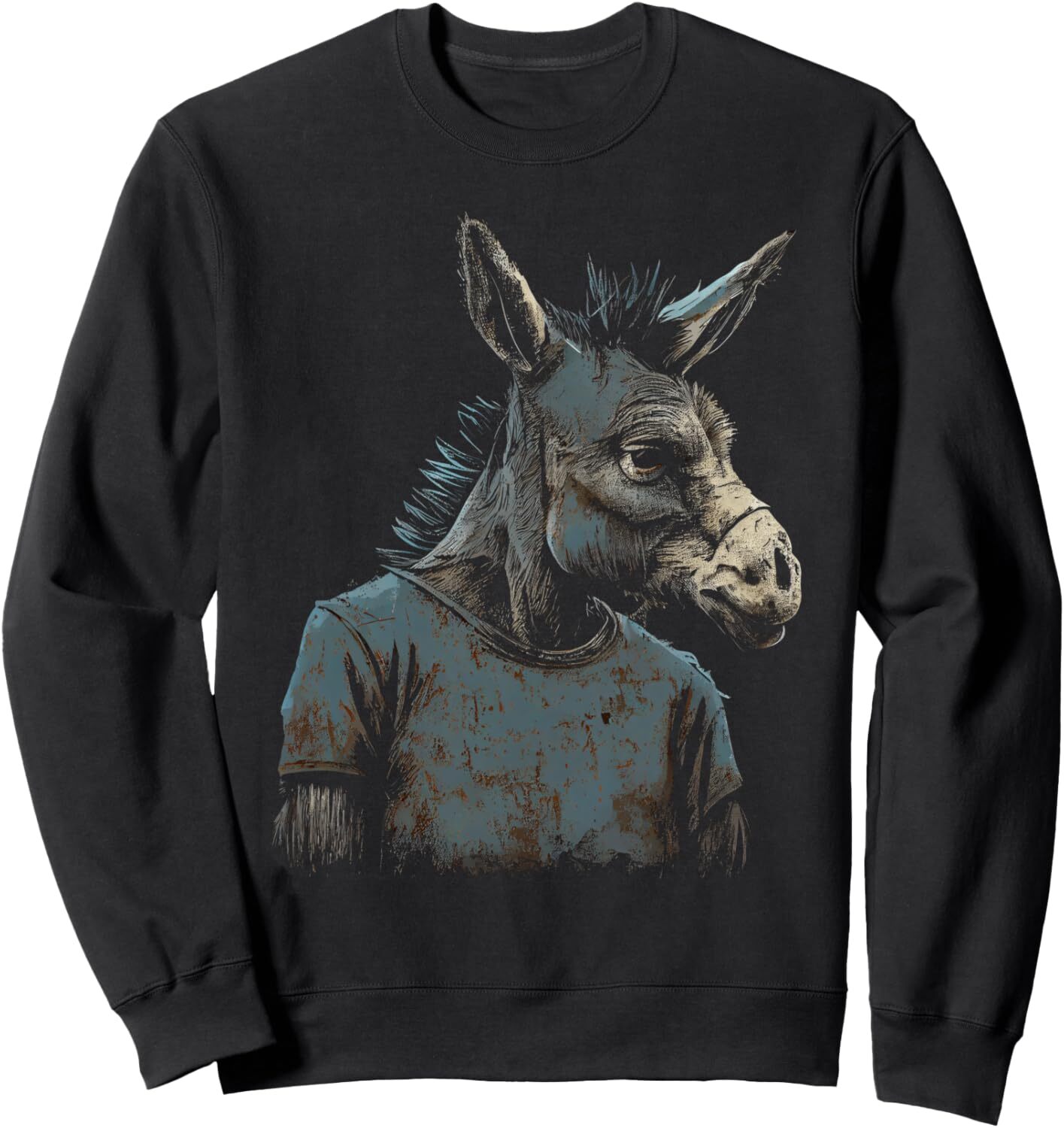 Long Sleeve Shirts for Men sweatshirt Funny Donkey Face Gift idea for Donkeys Lovers Graphic Tees Sweatshirt T shirt Tee Streetwear Casual tops clothe
