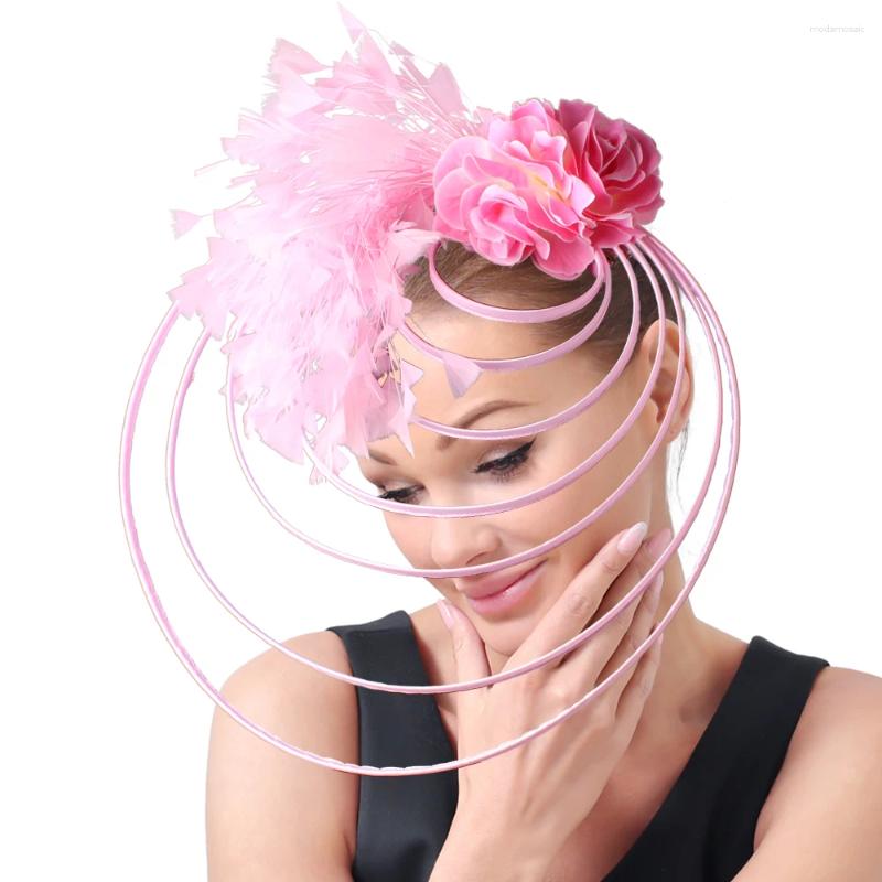 Gold Fascinator Hat Wedding Church Headpiece Women Formal Event Tea Chapeau Cap Party Elegant Bride Feather Millinery Femme