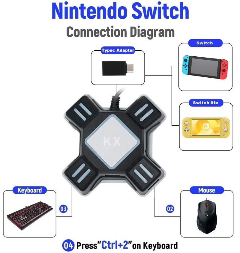 KX Keyboard and Mouse Adapter Controller Converter for Switch / PS4 / XBOX / PS3 / XSX Keyboard Adapter Games Accessories