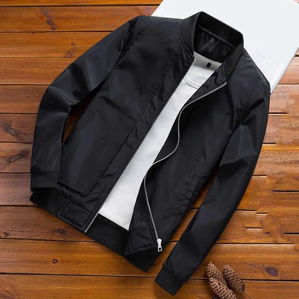 Casual mens jacket with thin and comfortable soft zipper design mens bomber jacket bomber jacket easy to match W241111