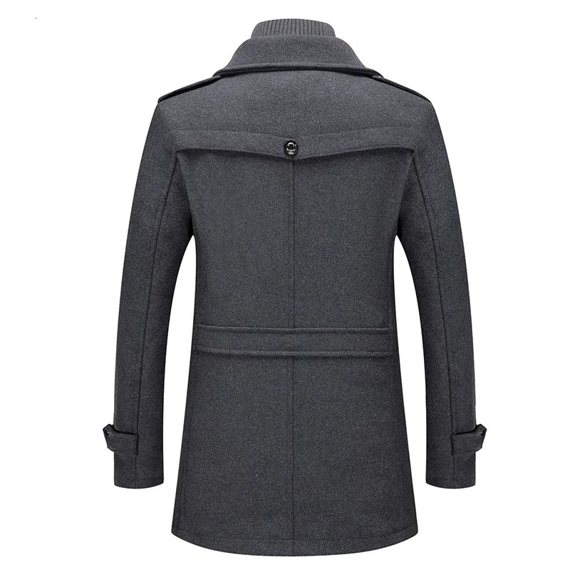 Woolen Overcoat 4XL Autumn Winter Mens Wool Trench Coats Fashion Middle Long Jacket Male Double Collar Zipper Coat Windbreak 241108