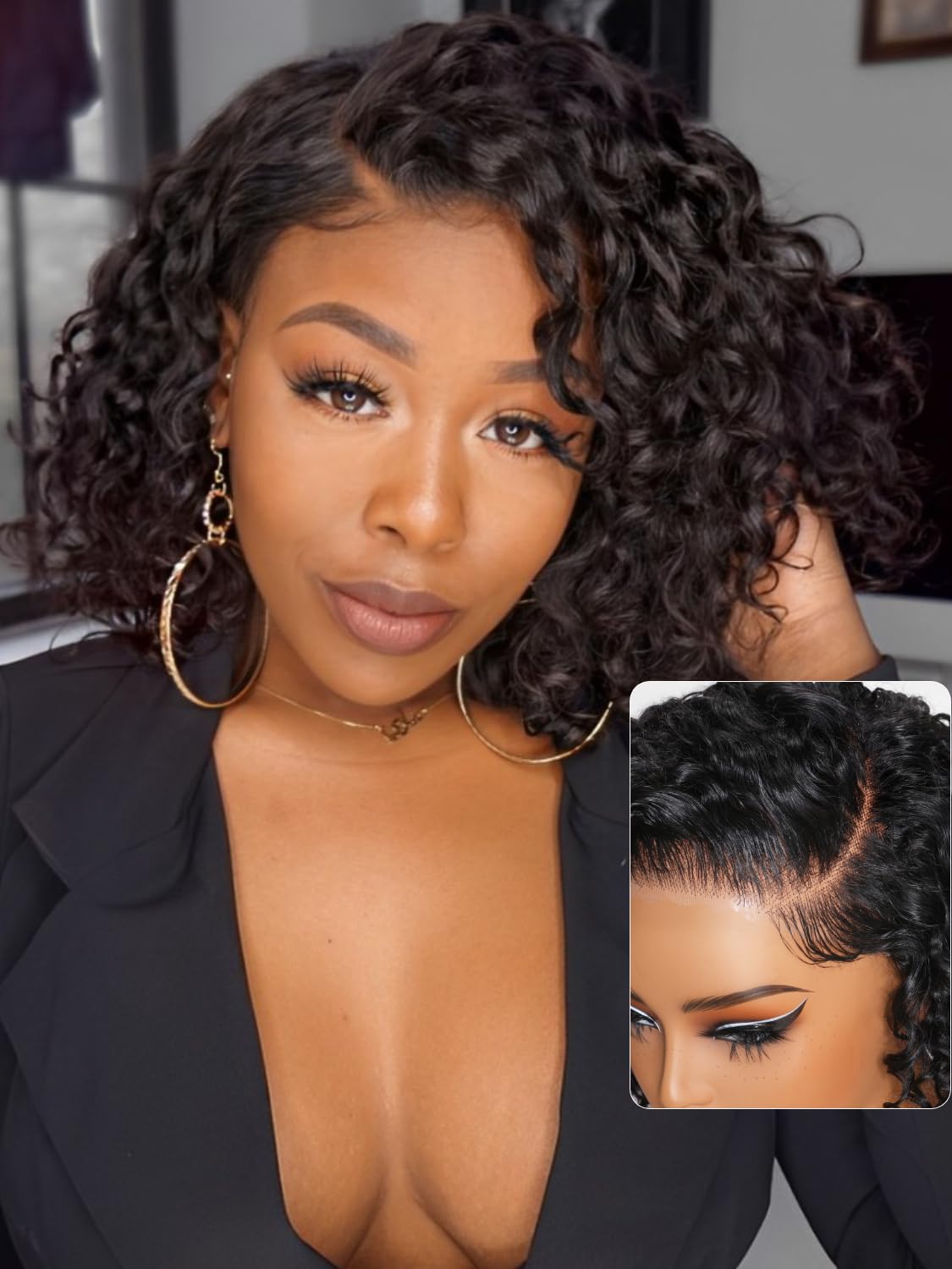 Wear and Go Glueless Wigs Human Hair Pre Plucked Pre Cut Water Wave Bob Wig brazilian Hair Wigs 180% Density 5x5 Hd Lace Closure Wigs full hd Curly Wi