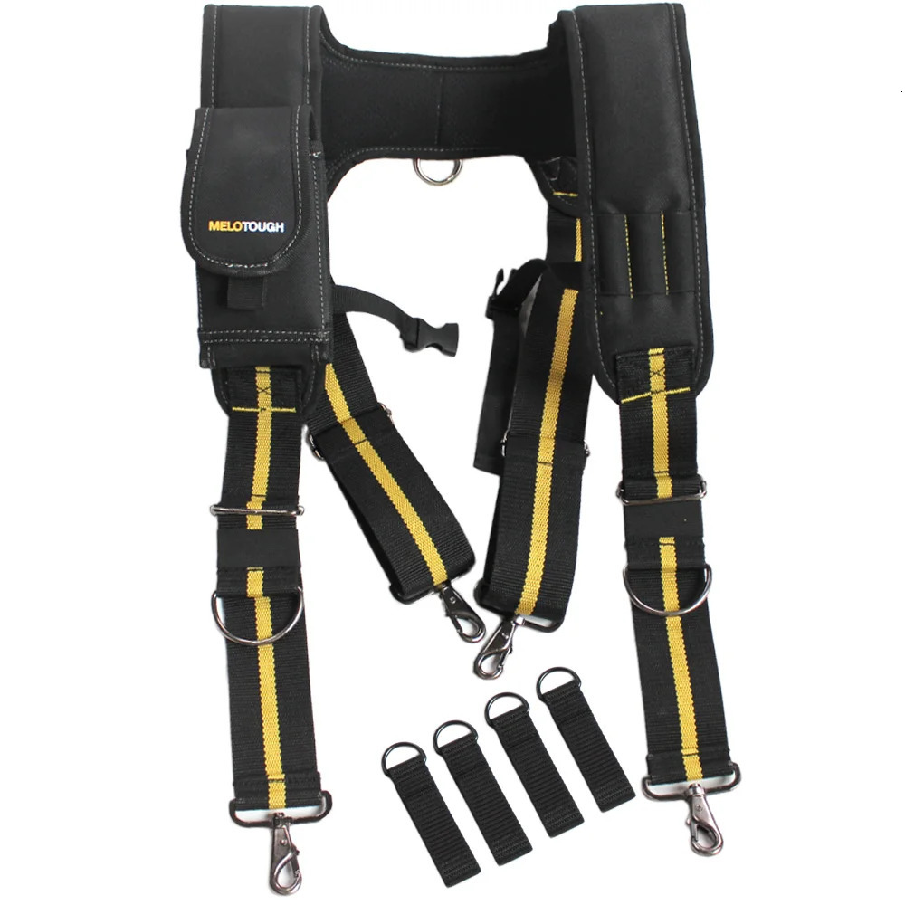 MELOTOUGH Tool Belt Suspenders Construction Work Braces For Men With Detachable Phone Holder comfortable foam shoulder padder 240401