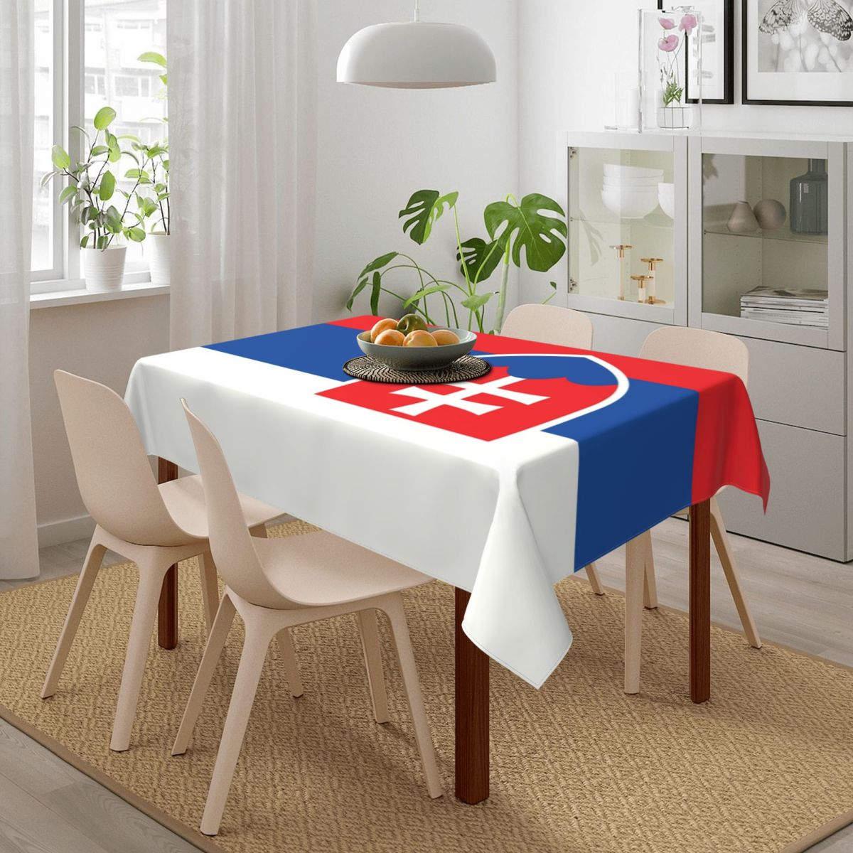 Rectangular Waterproof Flag Of Slovakia Table Cover Elastic Fitted Slovak Republic Table Cloth Backed Edge Tablecloth for Dining
