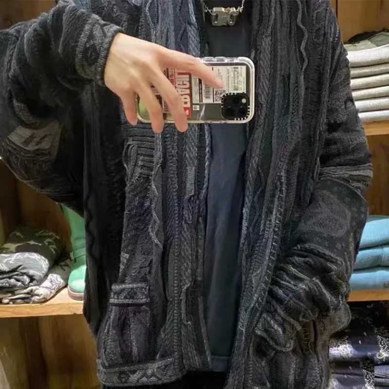 High Quality Kapital Japanese Retro Extra Large Knitted Sweater Mens and Warm Open Thick Long Sve Coat Winter Peach Robe Coat T241111