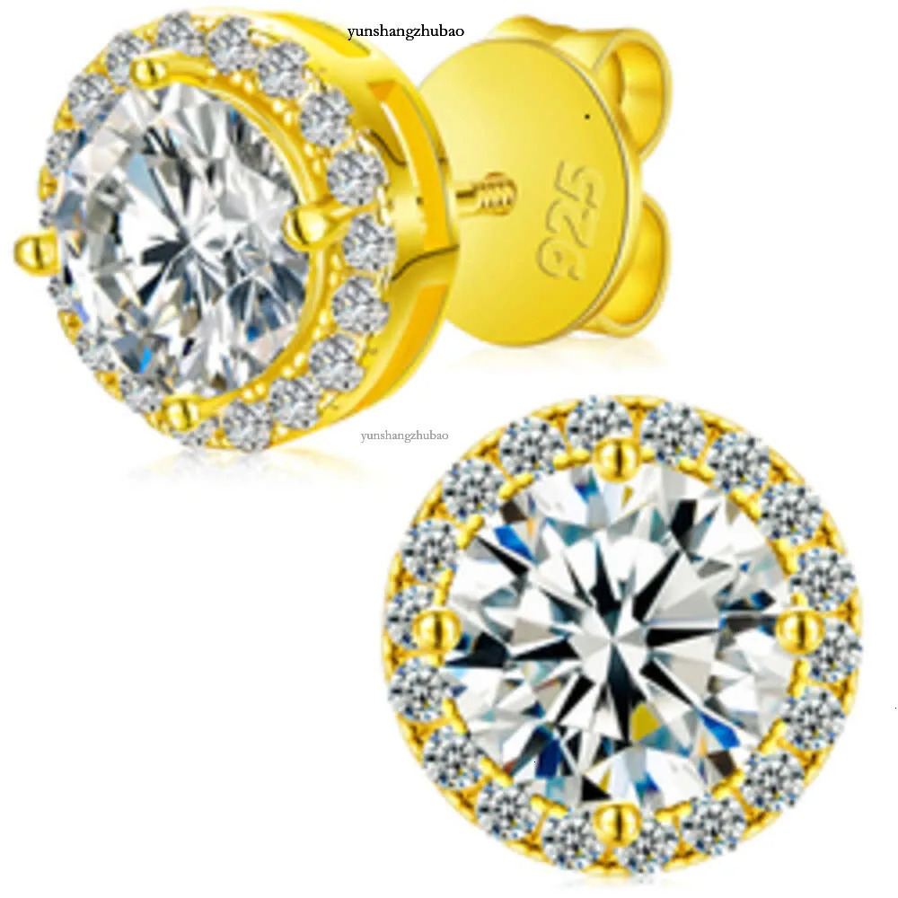 Fine Jewelry Screw Back Women Gold Plated Sterg Sier Iced Out VVS Moissanite Dia Halo Stud Earrings For Men