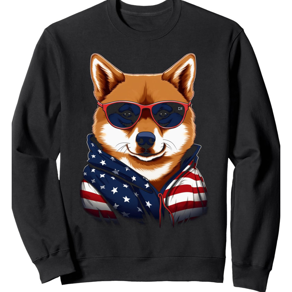 Long Sleeve Shirts for Men sweatshirt Shiba Inu American Flag USA Tee 4th July Gifts Graphic Tees Sweatshirt T shirt Tee Streetwear Casual tops clothe