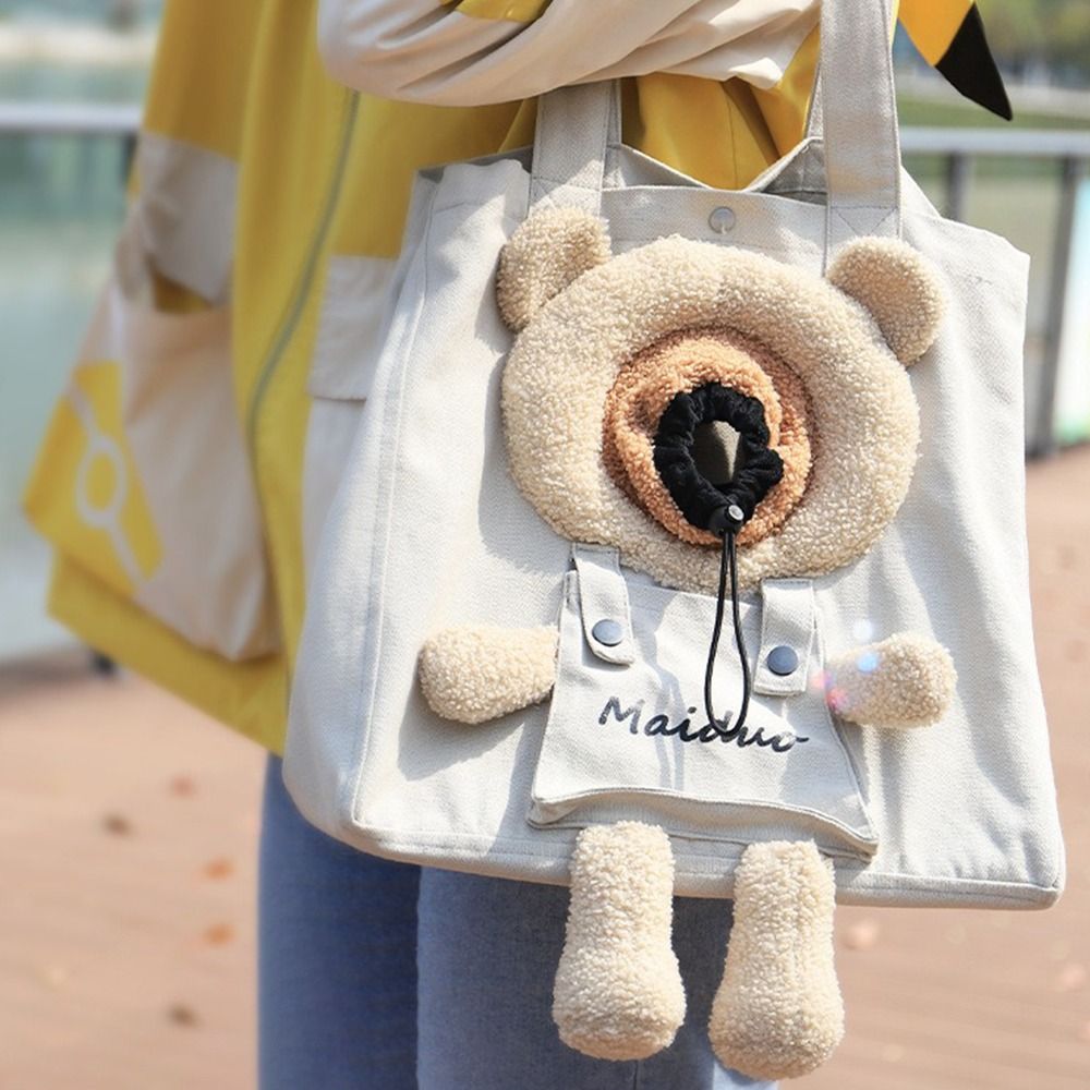 Portable Canvas Handbag Puppy Messenger Bag Pet Knapsack Tote Cat Shoulder Bag Grinding Paws Toys Cat Scratcher Tree Wooden Pet