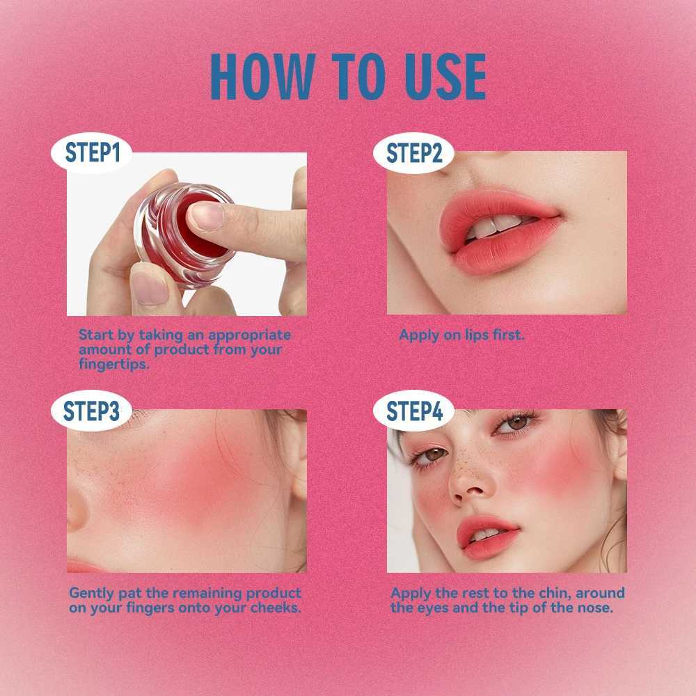 Lip Cheek Blurry Pudding Pot High Color Rendering Makeup Blush Buildable Lightweight Multi-Use Contour Creamy Matte Blush MudXJ241111