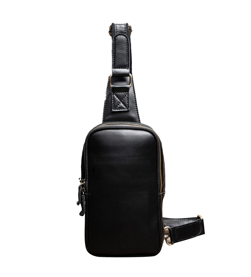 Chest Bag Crossbody Bag for Men 3 Colors Vintage Cowhide Genuine Leather Day Pack Casual Messenger Bags with Adjustable Strap