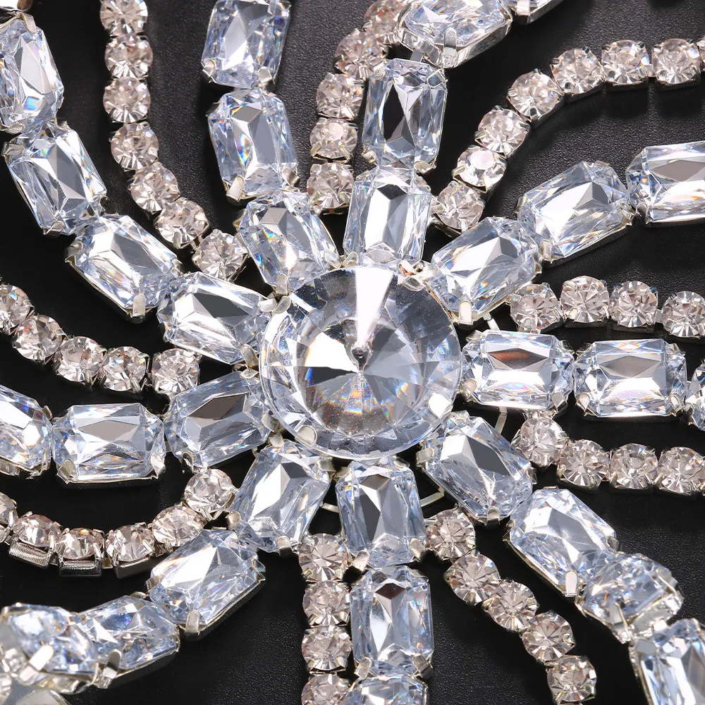 Stonefans Glitter Rhinestone Long Fringed Hair Chain Headband Hat Stage Performance for Women Headwear Headpiece Head Wig Chain