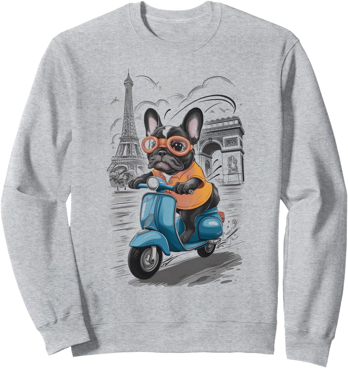 Long Sleeve Shirts for Men sweatshirt Paris France Eiffel Tower French Bulldog Gift Sweatshirt T shirt Tee Streetwear Casual tops clothes