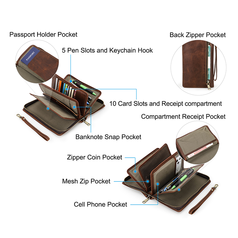 CONTACT'S Genuine Leather Clutch Wallets for Men Long Casual Handbags Male Card Holders Coin Purses Passport Cover Men's Wallets