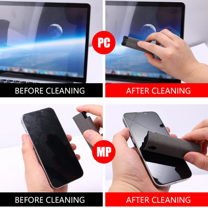 Screen Cleaner Mobile Spray Phone Computer Mobile Phone Screen Dust Remover Tool Car Microfiber Cleaning and Polishing Tool smile