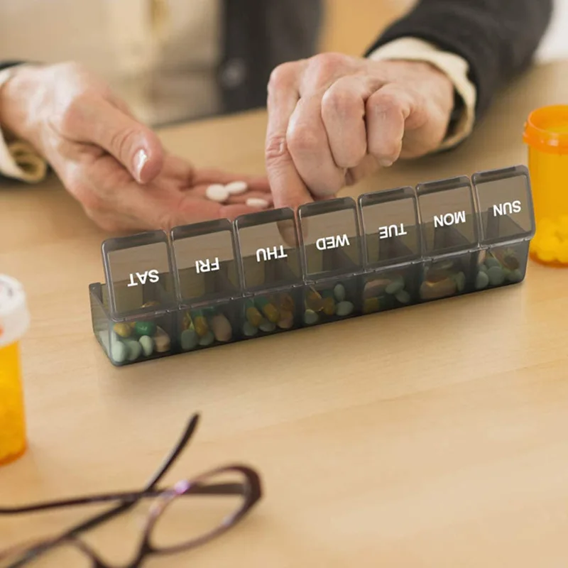 new Portable Small Pill 2025 Box Cases Large Grids 7 Days A Week Organizer Pills Box for Tablets Vitamins Medicine Fish Oils Sub-packed