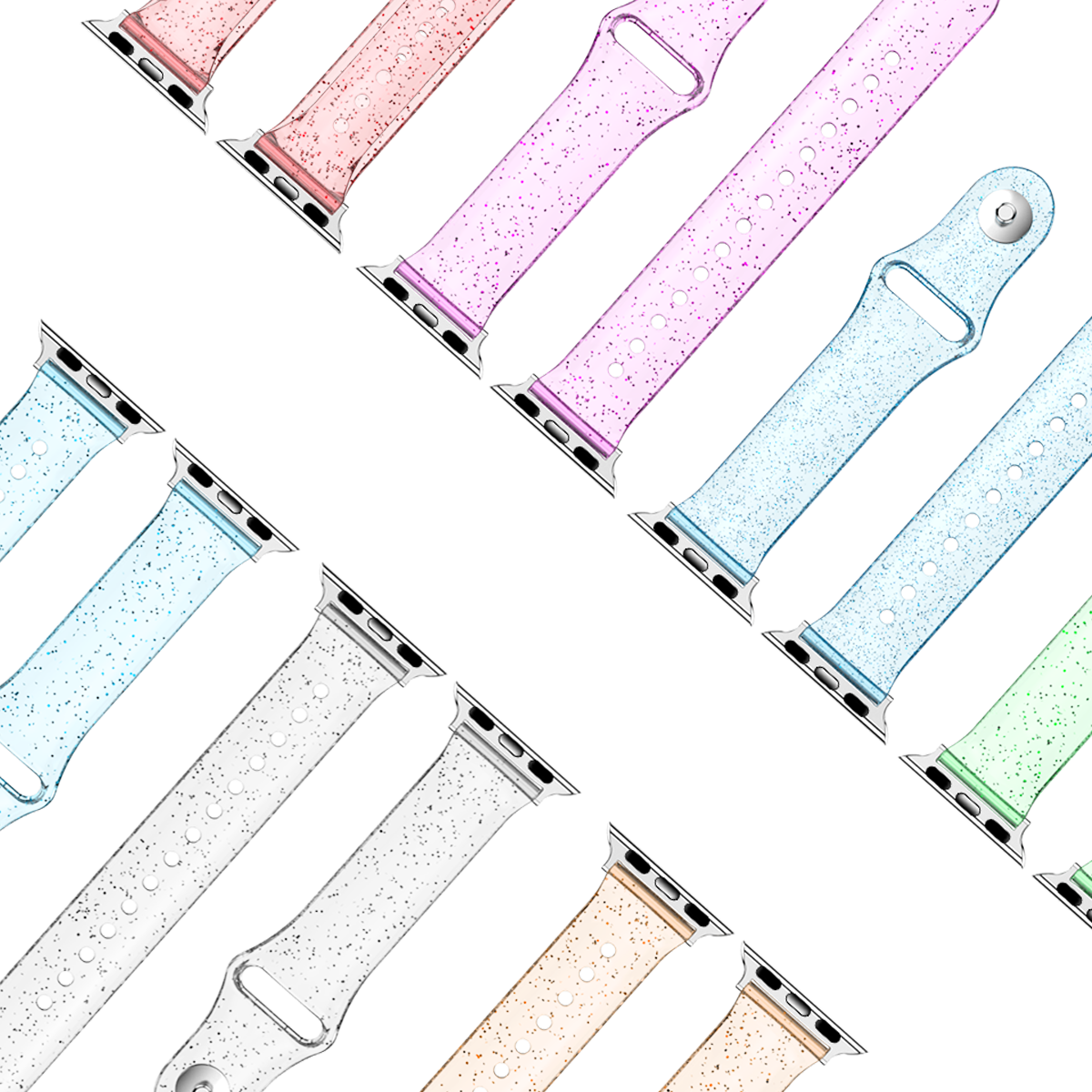 Silicone Bands for Apple Watch Strap 45mm 41mm 44mm 40mm 42mm 38mm Glitter Women Sports Wristband for iWatch 9/8/7/6/5/4/3/2/SE