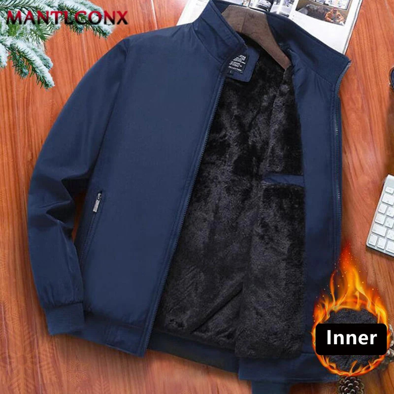Thermal Fleece Winter Jackets for Men Solid Color Mens Jacket Thick Warm Casual Business Coat 241120