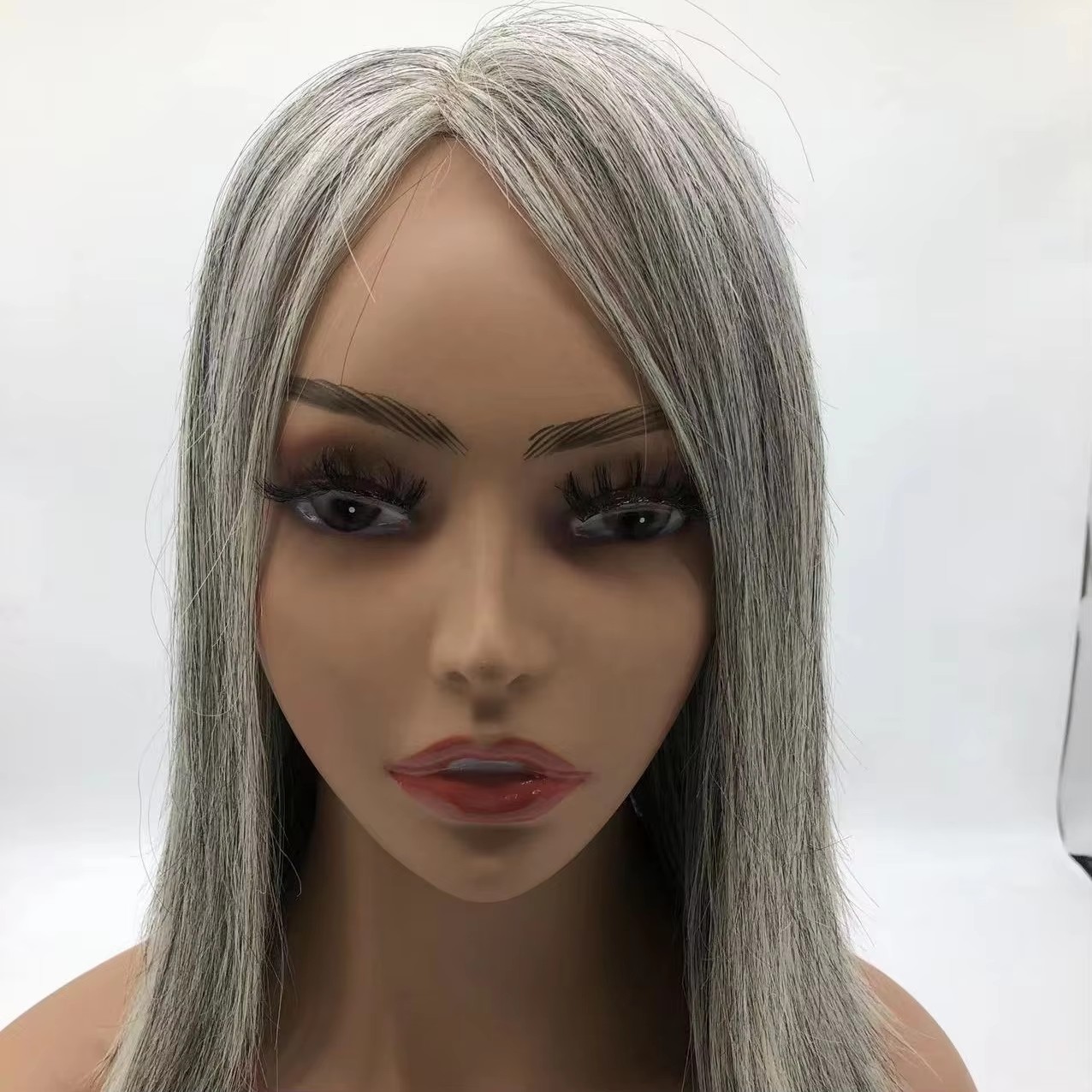 Salt and pepper African lace closure wigs layered bob 4x4 hd Hand Made Human Hair Wig Grey hair for Women Wigs