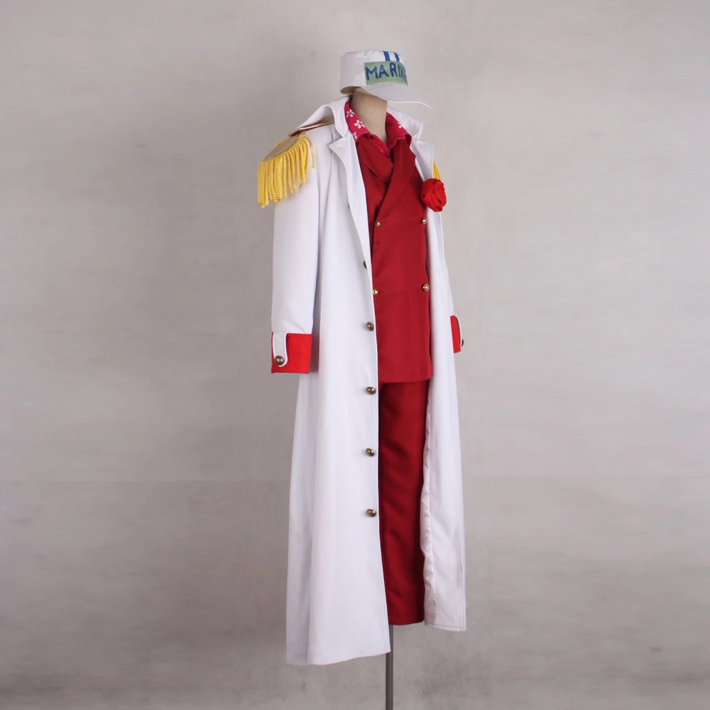 Anime One Piece Marines Admiral Sakazuki Admiral Akainu Whole Jackets Hat Glove Set Cosplay Costume With Red Uniforms Suit
