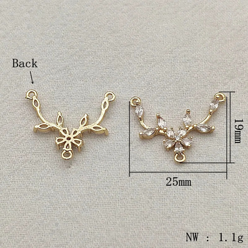 incoming 25x19mm 50 piece cubic zirconia connector/charm used for handmade earrings necklace accessories DIY accessories jewelry discovery 241108