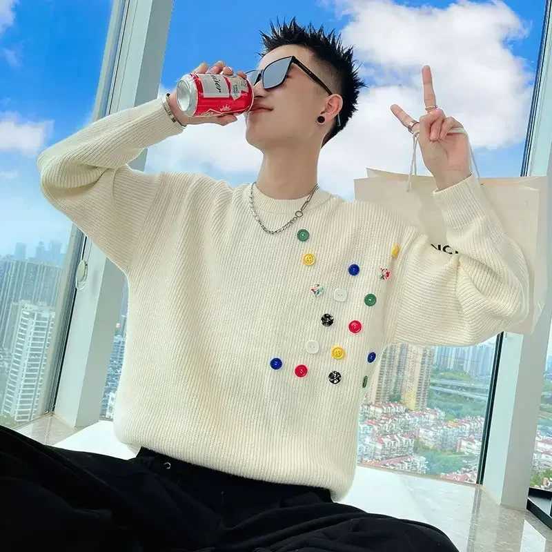 New Arrival Mens fashion designer luxury Crewneck knitted sweater mens button round neck white plow best-selling product S X Z241111