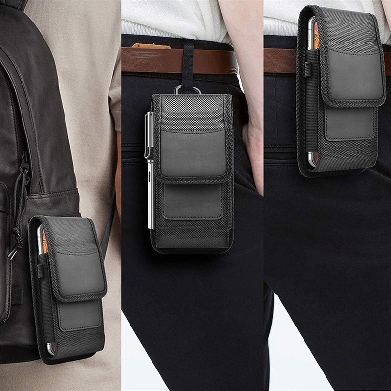 Universal 3.5-7.5 inch Phone Nylon Pouch Cell Phone Belt Clip Carrying Holster Case Waist Bag For iPhone 16 15 14 Plus Pro Max Samsung S25 S24 S23 Xia