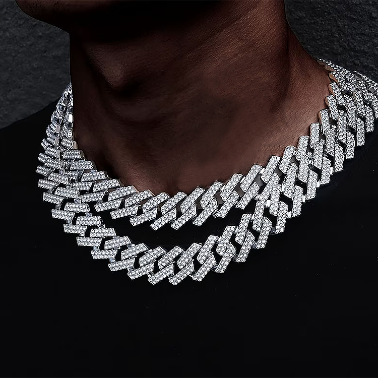 Bracelet Necklace Rhodium Plated VVS D Color Moissanite Cuban k Chain S Sterg Sier 6mm 8mm 10mm 12mm 14mm