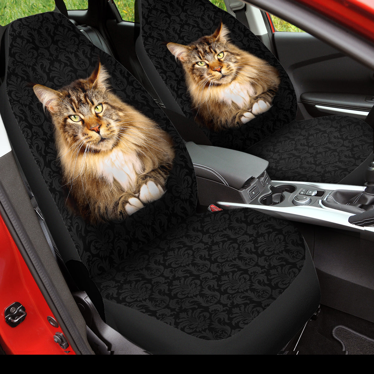 3D Animal Printing Full Set Car Seat Covers fit Most Cars Cute Cat Pets Pattern Vehicle Seat Covers Front