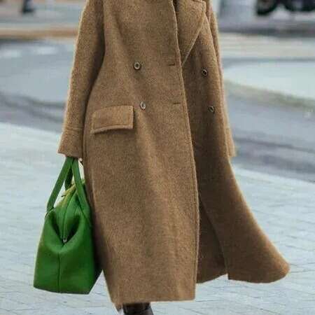 shanshi fur coat women Spring and Autumn Winter Women's New Casual Long Style Solid Color Warm Woolen Coat