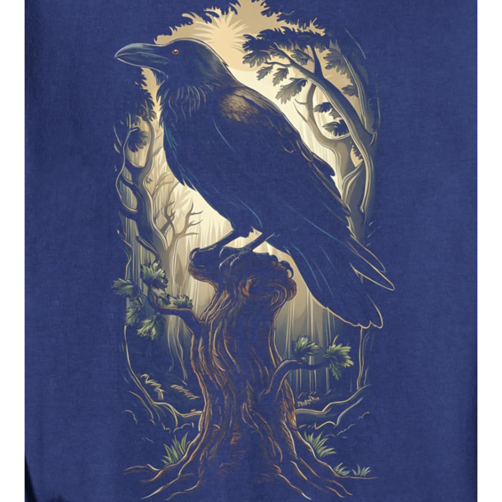Long Sleeve Shirts for Men sweatshirt Raven Bird Forest Animal Wildlife Nature Lover Ornithology Sweatshirt T shirt Tee Streetwear Casual tops clothes