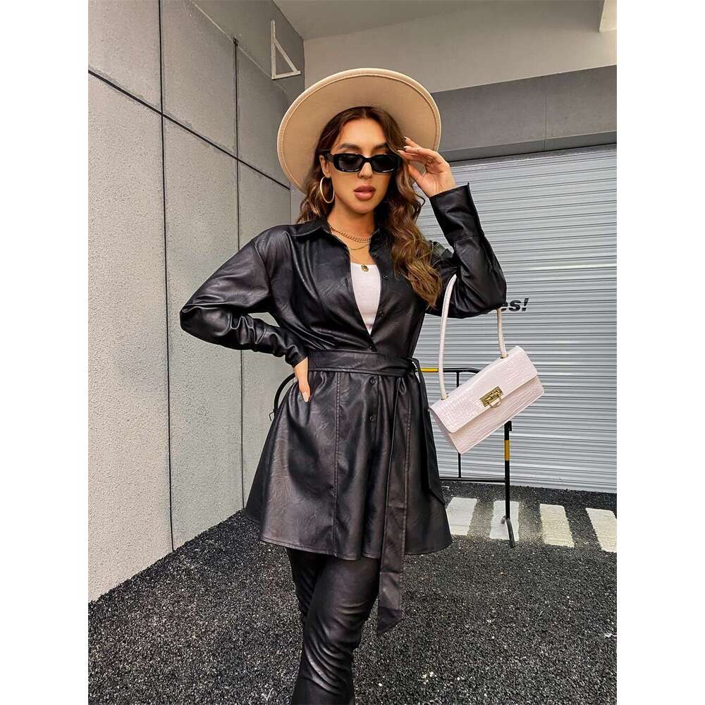 shanshi leather jacket women autumn and winter casual fashion skirt style leather jacket women's coat