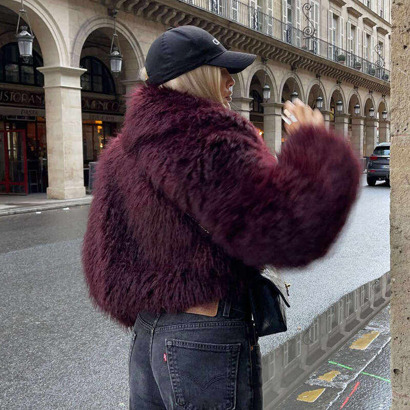 shanshi fur coat women Women's winter fashion short fur effect jacket