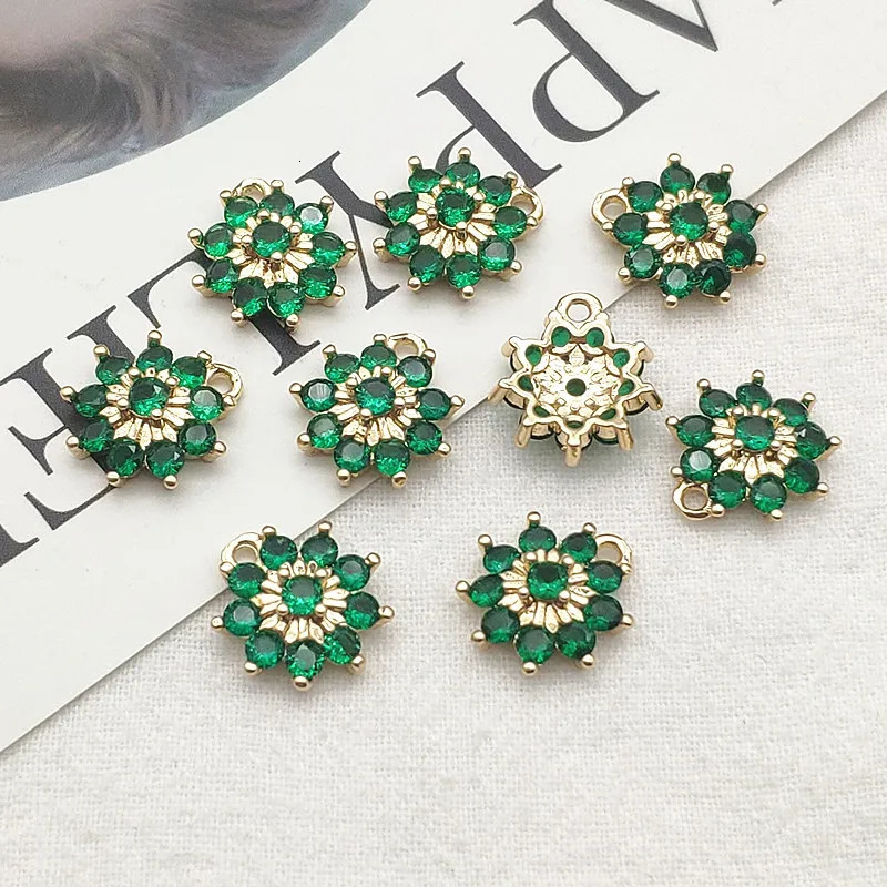 incoming 50 cubic zirconia flower charms measuring 14x13mm suitable for handmade necklaces earrings DIY accessories jewelry discovery and accessories 