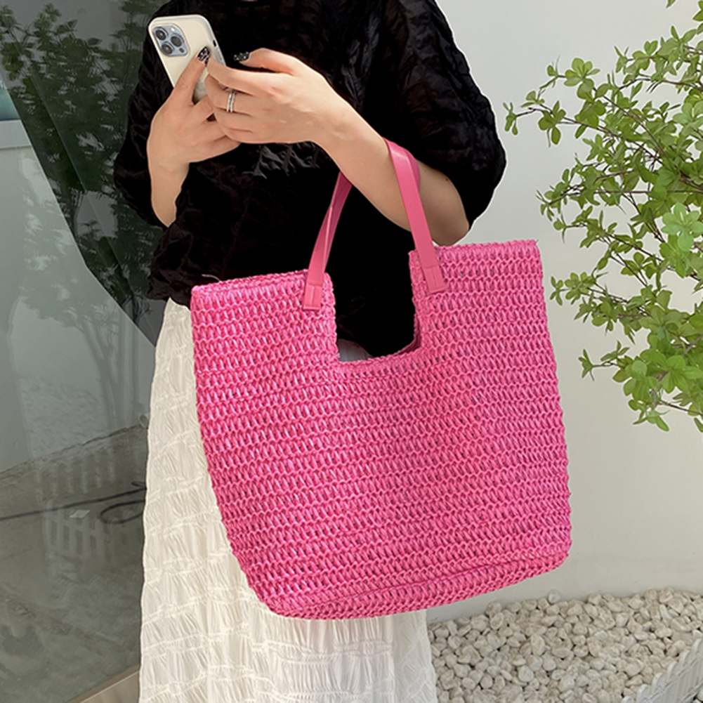 Summer Straw Bags for Women Shoulder Bags Handbags Rattan Woven Top Handle Bag Hollow Raffia Crochet Beach Bag Casual Totes 2023