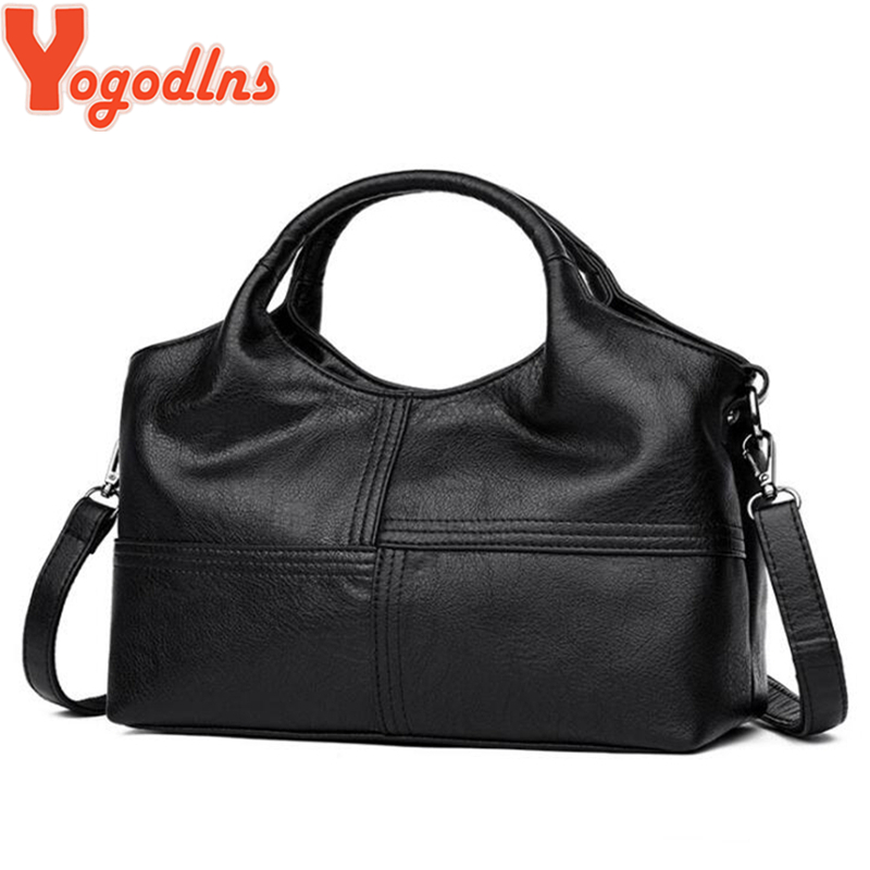 Yogodlns PU Leather Bag for Women Simple Stripe Style Female Shoulder Crossbody Bags High Quality Retro big casual Purse