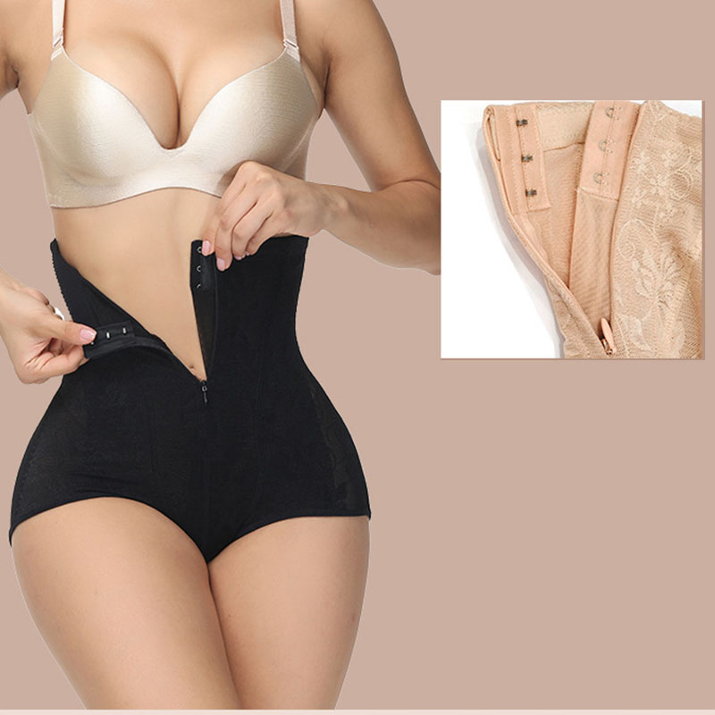 GUUDIA Hook Zipper Tummy Control Panties High Waisted Butt Lifting Mesh Sexy Butt Lift 5XL Underwear Waist Cincher Lace Jacquard