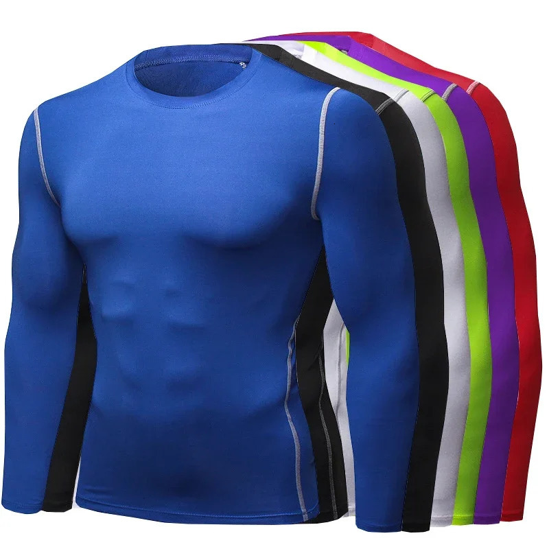 2pcs Mens Longsleeved Thermal Underwear Male Thin Tight Fitting Fast Dry Elastic Fitness Tops Man Autumn Winter Sprots Wear 241111