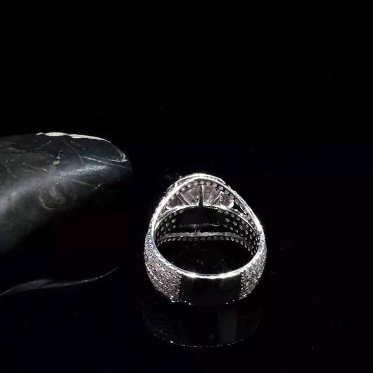 By Ritzin Inc Moissanite Ring Set Wedding Rings Original for Womens Women's Sterg Sier Round Adjustable Zirconia 6.5 Mm gorgeous