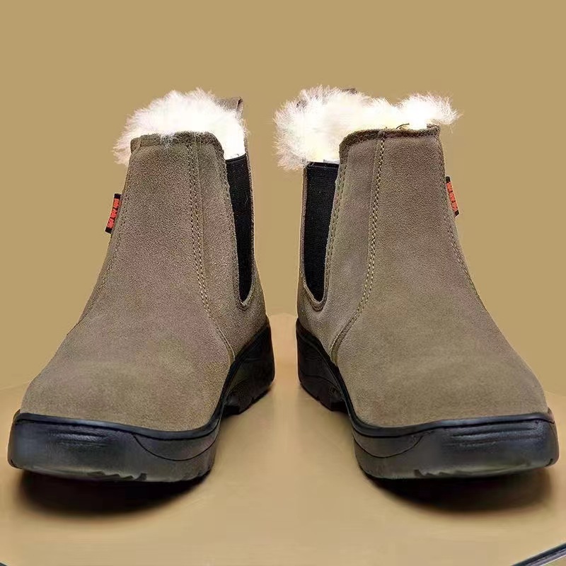Men's Cowhide Wool Cold Resistant Plush Snow Boots Free Shipping Size38-45.