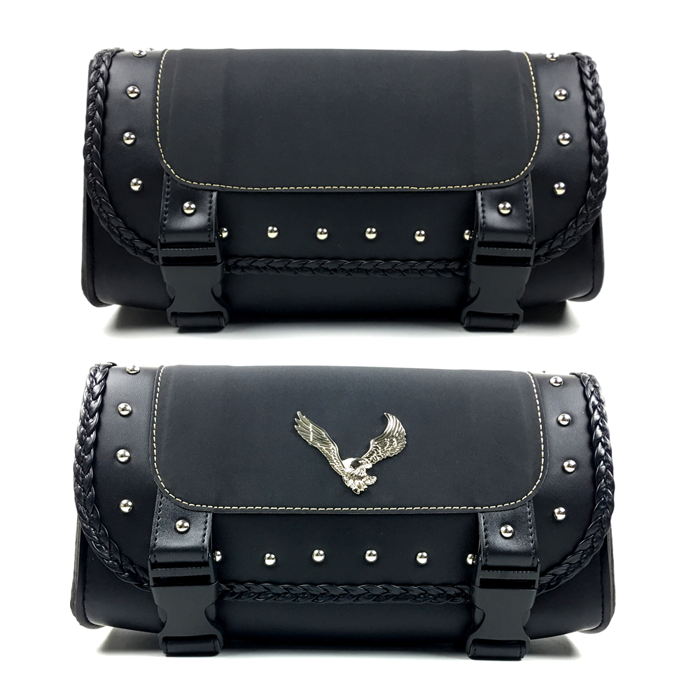 Motorcycle Front Fork Bag PU Leather Side Tool Pouch Retro Saddlebag Black Waterproof For Harley Honda Yamaha Suzuki