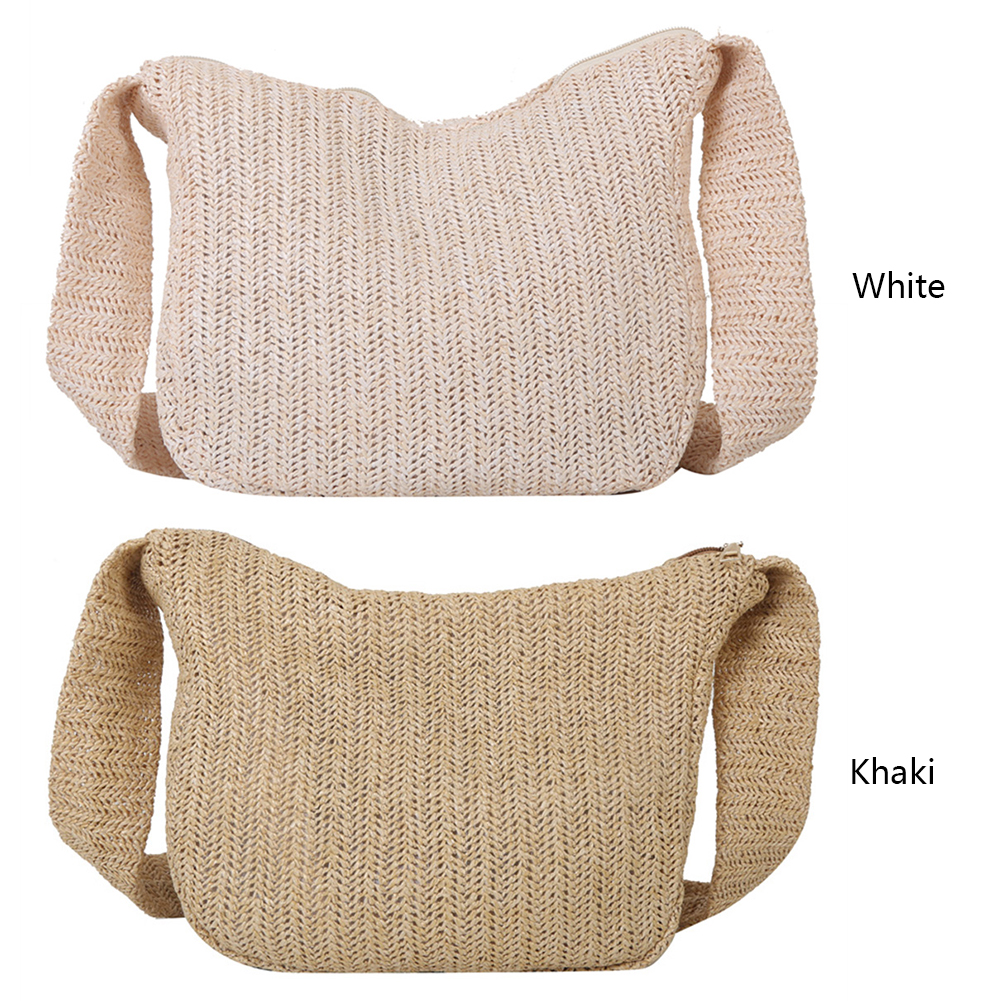Summer Hand-Woven Handbags Handmade Ladies Woven Bag Fashion Casual Simple Portable Solid Color Elegant for Seaside Holiday