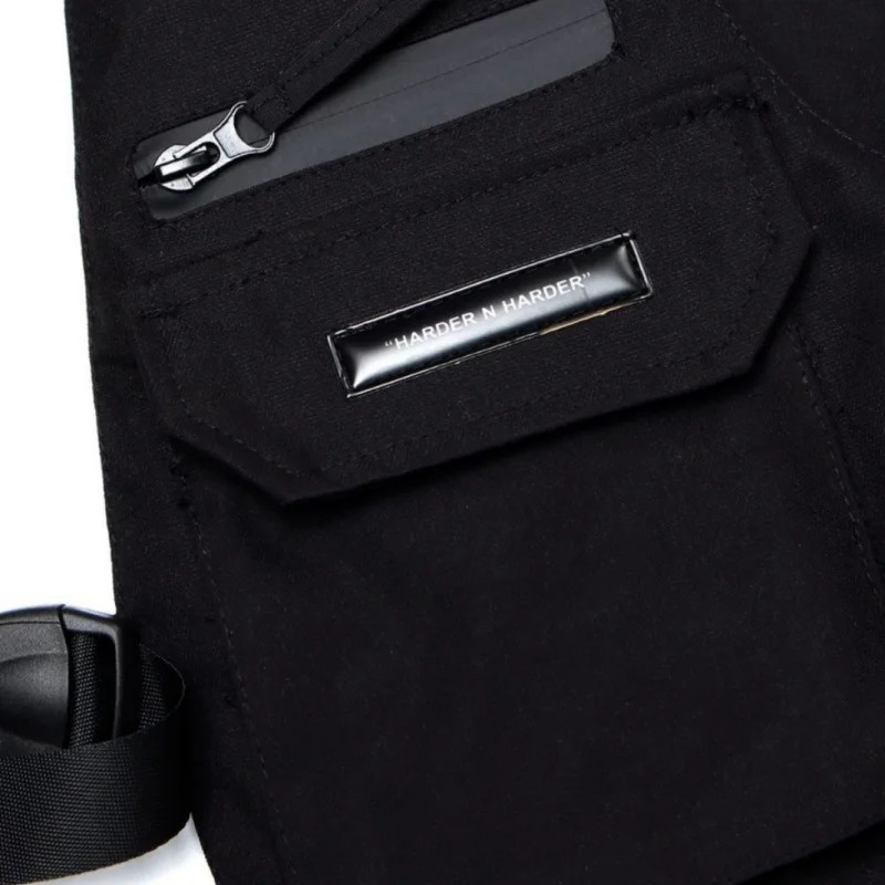 Spring Mens High Street Tactical Tank Top Y2K Punk Style Techwear Top Sleeveless Cargo Jacket Chaleco 241108