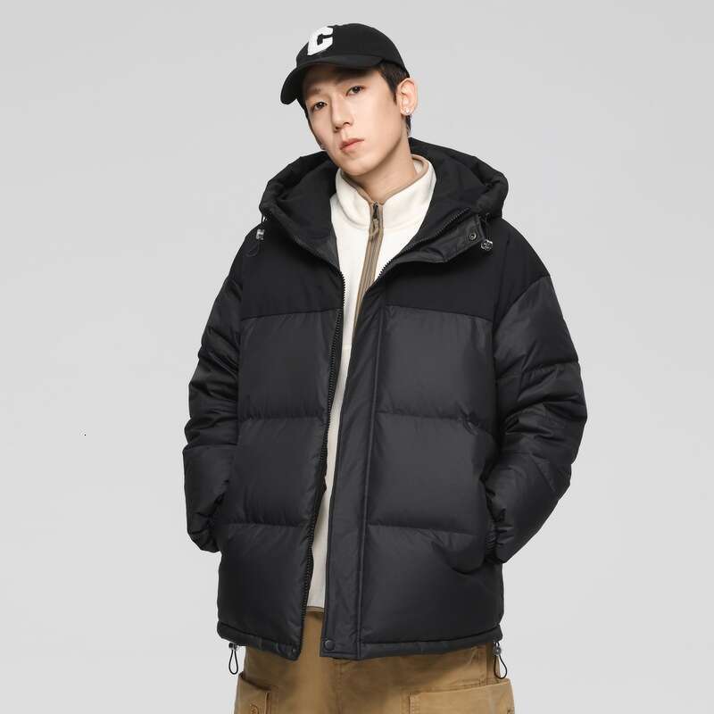 2024 Autumn Winter New Jacket Men's Solid Color Hooded Loose And Warm 90 White Duck Down Couple's Style