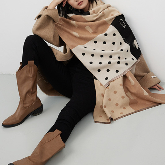 new trendy winter versatile long thick multi-functional shawl imitation cashmere scarf for women