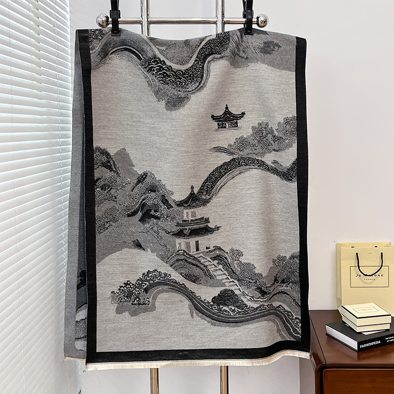 women's autumn and winter ancient with antique charm style imitation cashmere short beard tassel warm shawl scarf