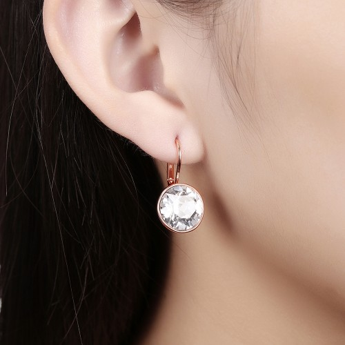 Silver Color Bella Stud Earrings For Women White Crystal From Austrian Fashion Earrings Wedding Office Jewelry Gift New